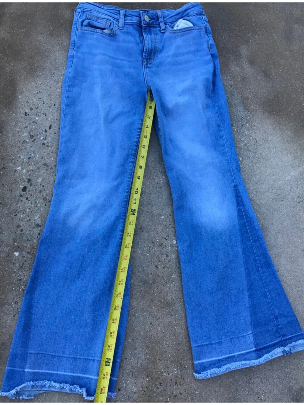 Gap 70s High Rise Flare Jeans Size 16 Blue Medium Wash Denim Two-Tone Stretch
